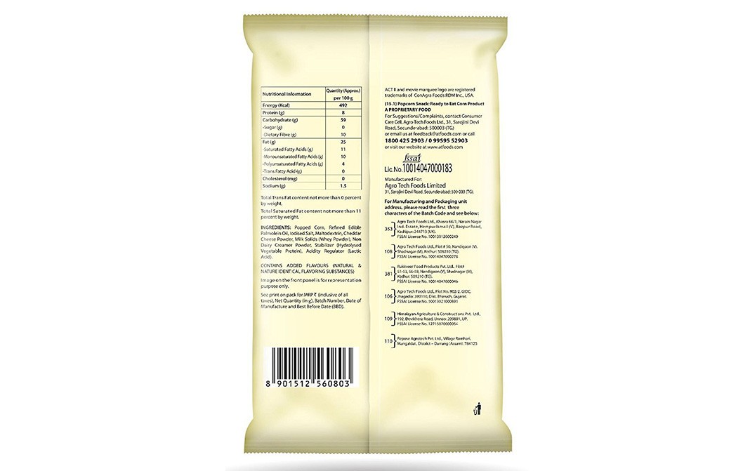Act II White Cheddar Flavour Crispy "n" Crunchy Popcorn Buddy   Pack  50 grams